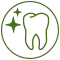 Grünes Icon Ästhetik im Kreis: Zahn mit zwei Sternen